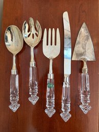 Vintage Godinger Silver Plate & Shannon Crystal Serving Set