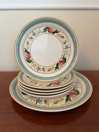 Noritake Ireland Ceramic Dinner Plates With Hand-painted Fruit And Floral Design