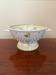 Decorative Ceramic Colander With Hand-painted Floral Motifs