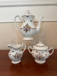 J & G Meakin Chatsworth Porcelain Tea Set With Floral Transferware