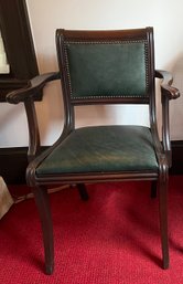Vintage Green Leather Arm Chair