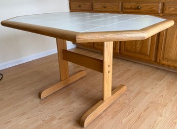 Oak And White Tile Table