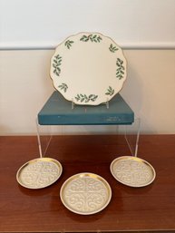 Lenox Holly Platter, And Lenox Coasters