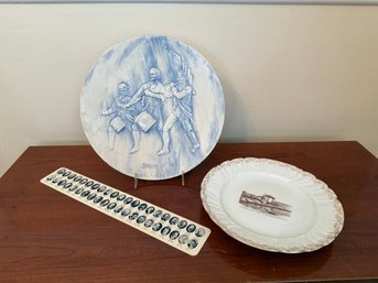 Spirit Of '76 Plate, Souvenir Plate Featuring An Image Of The 'Lime Rock Light' In Rhode Island & Ruler
