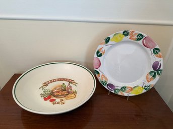 Made In Italy Hand Painted Platter And Pasta Bowl
