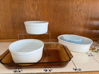 Milk Glass Ribbed Dishes And Anchor Hocking Amber Glass Bakeware