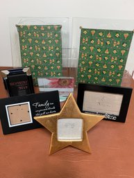7 Picture Frames: Star, Green Fabric With Glass And More
