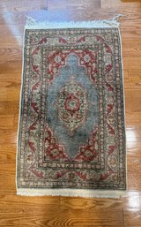 Small Vintage Hand-knotted Wool Area Rug With A Central Medallion