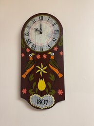 Hand-painted Wooden Folk Art Clock With '1807' Inscription