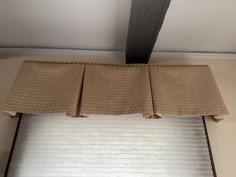 5-beige Fabric Window Valance With A Dotted Pattern And Decorative Braided Trim