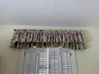 2-Vintage Floral And Striped Fabric Window Valance.