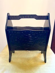 Hand Carved Ebony Wood Magazine Rack