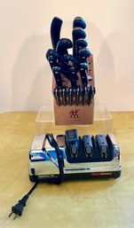 Zwilling JA Henckels Knife Set And Chef Choice Nice Knife Sharpener