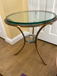Brass And Glass Round Side Table