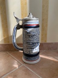 Avon 1981 Ceramic Beer Stein Featuring Piper Cub J-3 And Sikorsky Seaplane