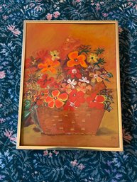 Vintage Orange Bouquet Of Flowers Signed