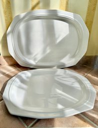 Pair Of White Pfaltzgraff Heritage Ironstone Oval Serving Platters