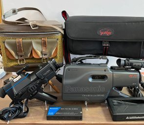 Panasonic Omni Movie VHS HQ AFx6, AC Adaptor, Panasonic Color Video Camera New Vicon, 12V Battery & Carry Bags