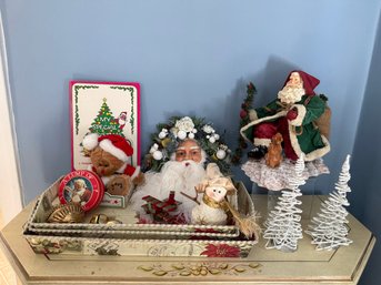 Christmas Lot: Trays, Santas, Bouncy Trees, Ornaments And More