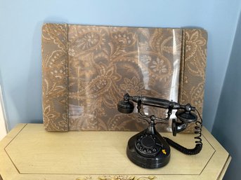 Desk Protector And Plastic Vintage Phone