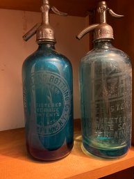 2 Seltzer Bottles:-Fizzer & White Plains Bottling