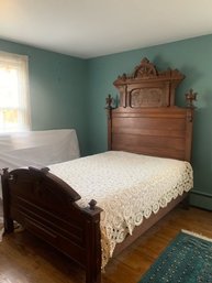 Antique Carved Walnut Victorian Bed Frame