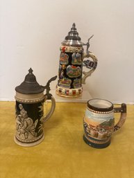 German Dumler & Breiden Beer Stein, King Hand-painted Austria Beer Stein & Souvenir Dubrovnik Beer Mug