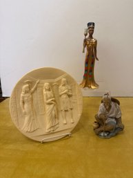 AIDA Studio Dante Di Volteradici Alabaster Commemorative Plate, Lenox Figurine Of Queen Nefertiti And More