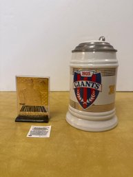 2001 Dale Earnhardt The Intimidator Gold-plated Commemorative Card & Commemorative New York Giants Stein