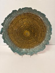 Three Hands Made In Turkey Glass Platter With Stand
