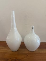 White IKEA Handmade Glass Vases With A Bulbous Body