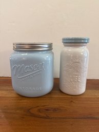 Blue Large Mason Jar And Celebrate Life Jar