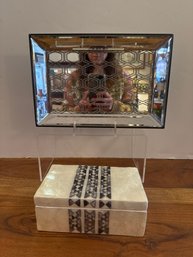 Mother Of Pearl Inlay Decorative Box And Mirror Tray