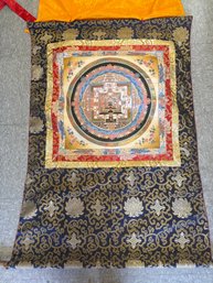 Handmade Tibetan Kalachakra Mandala Thangka Painting On Silk Brocade