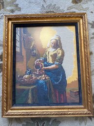 Framed Needlepoint Reproduction Of A Dutch Master Painting