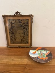 Traditional Thai Art And Vintage Hand-painted Japanese Satsuma-style Decorative Dish