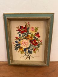 Signed Kearns Original Oil On Canvas Still Life Bouquet Of Flowers