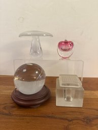 Vintage Maleras Sweden Glass Mushroom Paperweight, Studio Hus 'Jubilee Apple' Art Glass Sculpture, & More