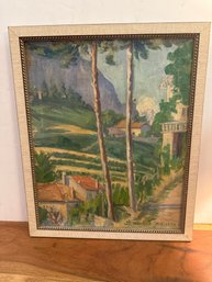 Impressionist Oil Painting Of A Mediterranean Village Landscape