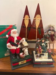 Holiday Scenes: Dear Santa/dickens, Wood Triangle Santas And Bird