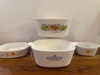 Corning Ware Casserole Dishes: Spice Of Life, Blue Flower And Wildflowers