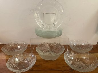 Etched Bowls And Glass France Plates