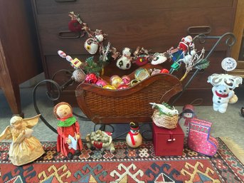 Vintage Ornaments, Wood Sled And More