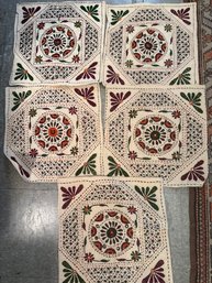 Hand-embroidered Textile With Floral And Geometric Motifs Pillow Covers