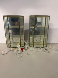 Small Glass Figures And Wall Hanging Cases: Glass Baron, Glass/gold Animals And More