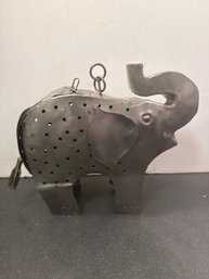 Handcrafted Pierced Metal Elephant-shaped Candleholder
