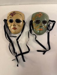 2- Brass Painted Decorative Masks