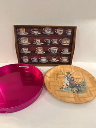 Trays: Coffee Mugs, Hot Pink, And Asian Bamboo