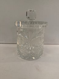 Bohemian Cut Crystal Biscuit Jar With A Decorative Lid