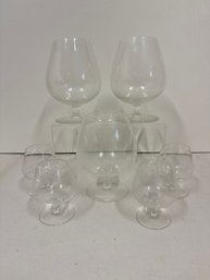 Large And Small Brandy Glassware One Is Signed Stuben